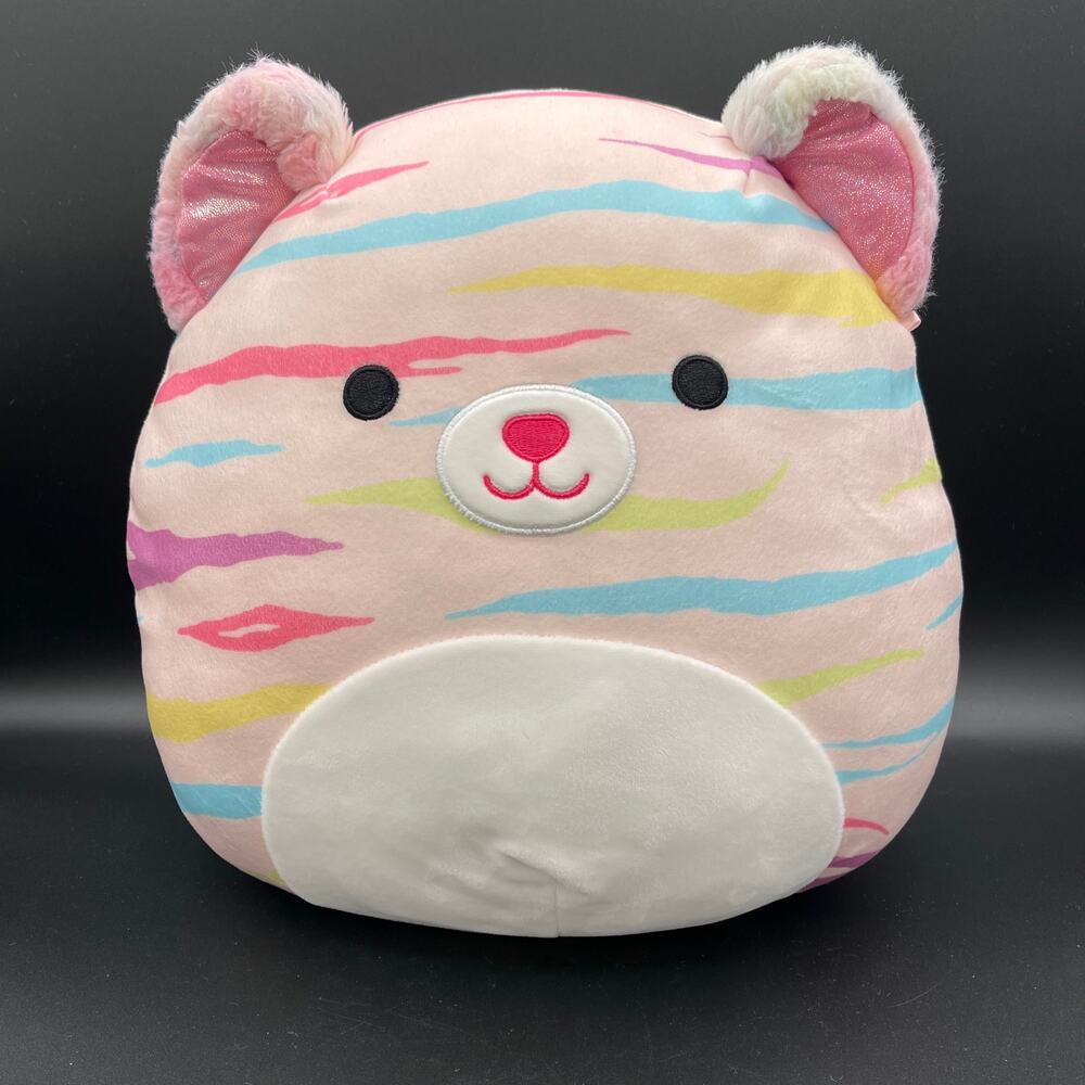 Squishmallow Atoosa the Cat 12” Plush Rainbow Striped Pink Stuffed Animal